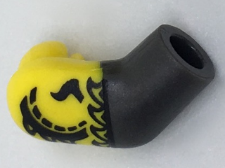 Lego Arm, Right with Yellow Short Sleeve and Dragon Pattern / Pearl Dark Gray