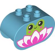 Lego Duplo Brick 2 x 4 x 2 Rounded Ends with Frog and Lilly Flower Print