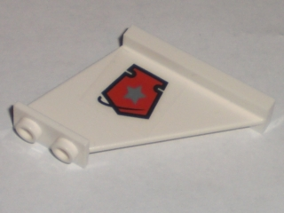 Lego Tail 4 x 1 x 3 with Upside Down Space Police 3 Badge Pattern on Left Side (Sticker) - Set 5971 / White