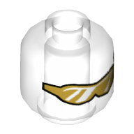 Lego Minifig Head Invizable, Glasses with Gold Lenses with Reflective Lines Print [Hollow Stud] / Trans-Clear