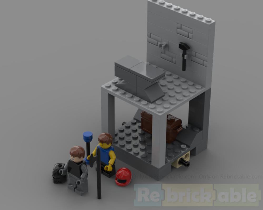 Lego Fortress Dungeon Chest With Blacksmith on Top