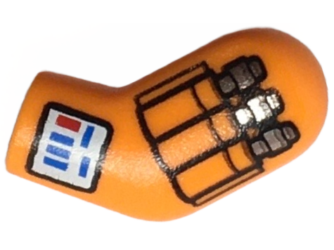 Lego Arm, Left with SW Pilot Pocket, 3 Bullets, Panel with Red and Blue Buttons Pattern