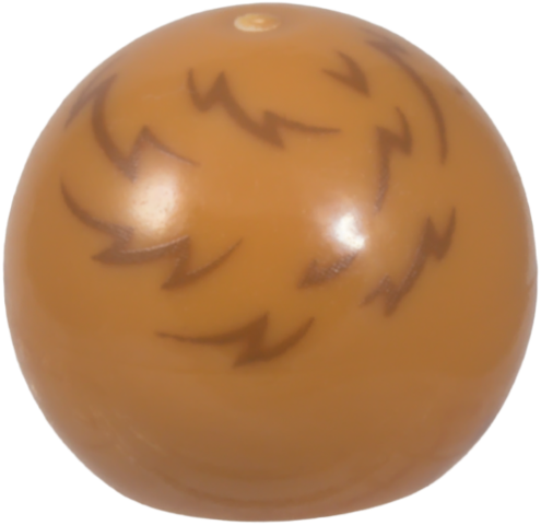 Lego Technic Ball Joint with Reddish Brown Animal Fur Lines Pattern (Star Trek Tribble Furry Alien)