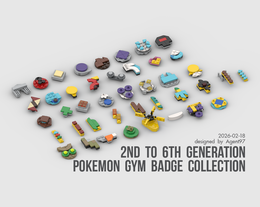 Lego 2nd to 6th Generation Gym Badge Collection