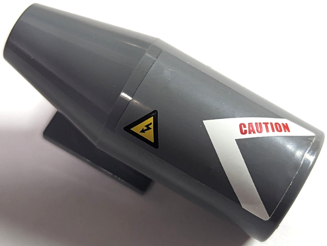 Lego Engine, Smooth Large, 2 x 2 Thin Top Plate with White V-Shaped Stripe, 'CAUTION' and Electricity Danger Sign Pattern Model Right (Sticker) - Set 60010 / Dark Bluish Gray