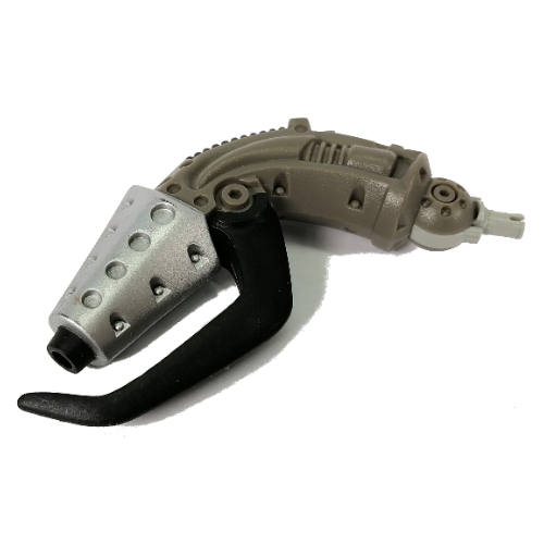 Lego Large Figure Limb, Arm, Lower Section with Silver Tool (Jens) / Dark Gray