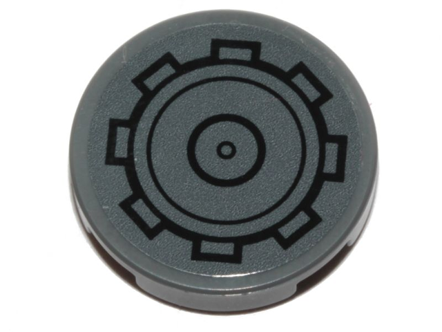 Lego Tile, Round 2 x 2 with Bottom Stud Holder with SW AT-ST Gear Pattern (Sticker) - Set 75254