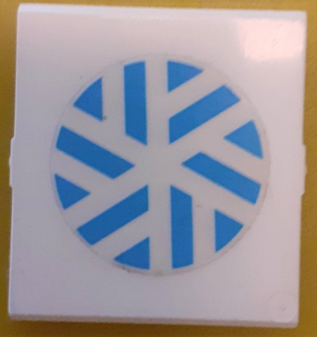 Lego Glass for Window 4 x 4 x 3 Roof with Blue and White Arctic Snowflake Pattern (Sticker) - Set 8680