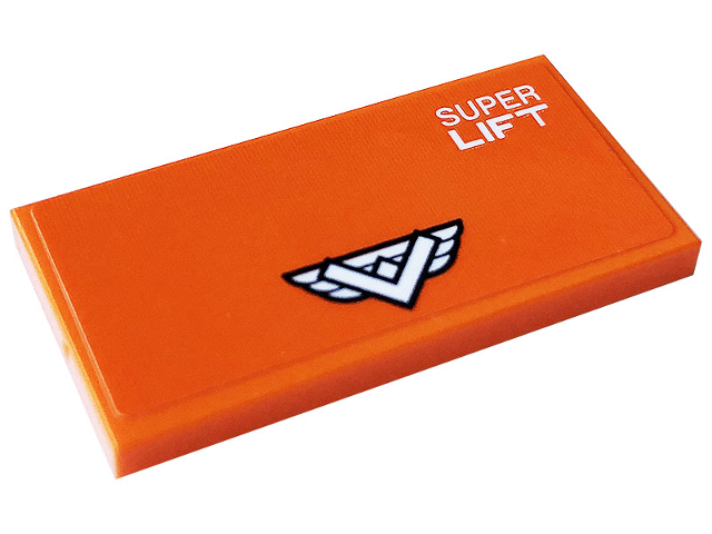 Lego Tile 2 x 4 with White 'SUPER LIFT' Pattern (Sticker) - Set 60233