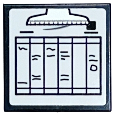 Lego Tile 2 x 2 with Clipboard with Silver Clip and Chart with Black Notes and Lines Pattern (Sticker) - Set 76398 / Black