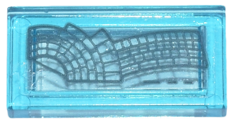 Lego Tile 1 x 2 with Dark Bluish Gray Futuristic Keyboard Pattern (Sticker) - Set 76269 / Trans-Light Blue