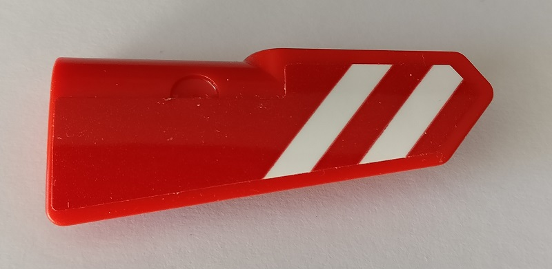 Lego Technic, Panel Fairing #21 Very Small Smooth, Side B with Red and White Danger Stripes Pattern (Sticker) - Set 42082 / Red