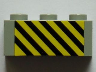 Lego Brick 1 x 3 with Black and Yellow Danger Stripes Pattern (Sticker) - Set 7823