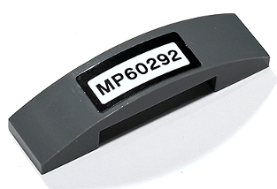 Lego Slope, Curved 4 x 1 x 2/3 Double with 'MP60292' Pattern (Sticker) - Set 60292 / Dark Bluish Gray