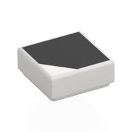 Lego Tile 1 x 1 with Black Surface, Triangle Cutout Print / White