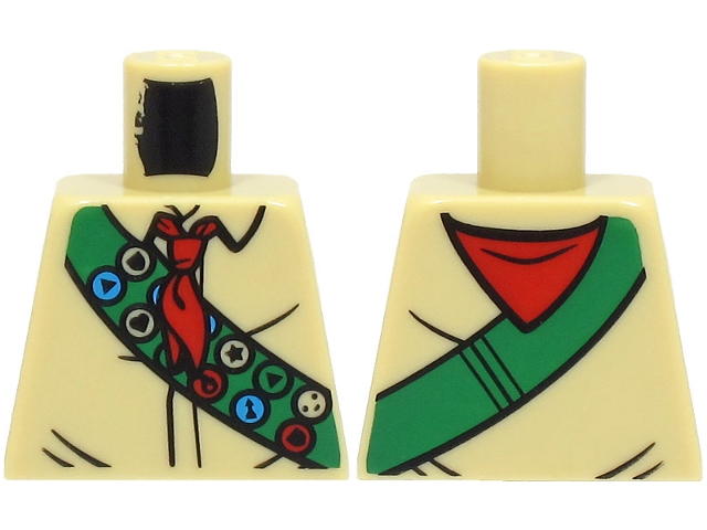Lego Torso Shirt, Red Neckerchief Scarf, Green Sash with Scout Badges Pattern (BAM) / Tan