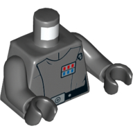 Lego Torso Jacket, Small Red and Blue Rank Badge Print (Imperial Officer), Dark Bluish Gray Arms, Black Hands / Dark Bluish Gray
