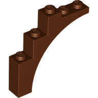 Lego Brick Arch 1 x 5 x 4 [Continuous Bow, Raised Underside Cross Supports] / Reddish Brown