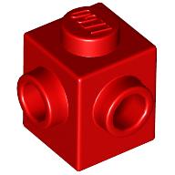 Lego Brick Special 1 x 1 with Studs on 2 Adjacent Sides / Red