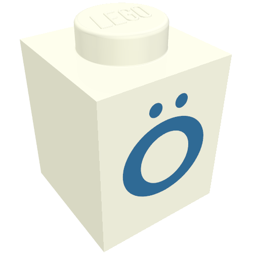 Lego Brick 1 x 1 with Blue Ö Print
