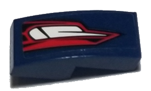 Lego Slope, Curved 2 x 1 x 2/3 with Red and White Taillights on Dark Blue Background Pattern Model Left Side (Sticker) - Set 75885