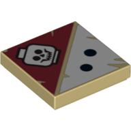 Lego Tile 2 x 2 with 2 Black Dots and Skull Print