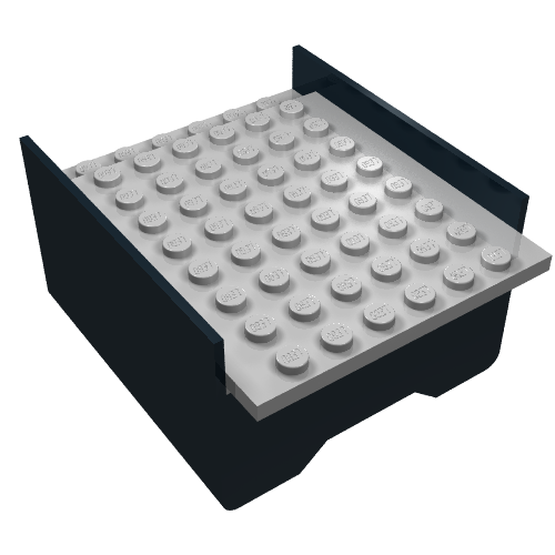 Lego Boat Hull Section, Middle 6 x 8 x 3 1/3 with Light Gray Deck / Black