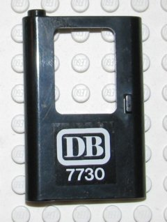 Lego Door 1 x 4 x 5 Train Left, Thin Support at Bottom with White 'DB 7730' Pattern (Sticker) - Set 7730