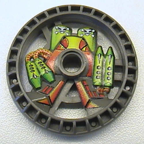 Lego Technic Disc 5 x 5 Notched, Toxic Print / Dark Gray