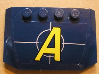 Lego Wedge 4 x 6 x 2/3 Triple Curved with Yellow Capital Letter A over Crosshairs Agents Logo Pattern (Sticker) - Sets 8635 / 8969