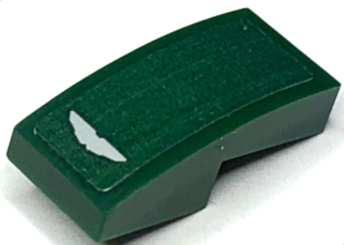 Lego Slope, Curved 2 x 1 x 2/3 with Light Bluish Gray Aston Martin Logo Pattern (Sticker) - Set 30434