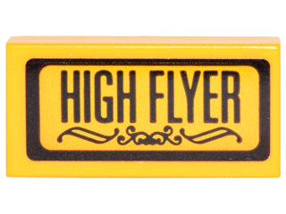 Lego Tile 1 x 2 with Black Border, Scrollwork and 'HIGH FLYER' Pattern (Sticker) - Set 70911
