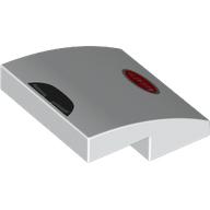 Lego Brick Curved 2 x 2 x 2/3 with Black Air Vent, Red Bugatti Badge print / White