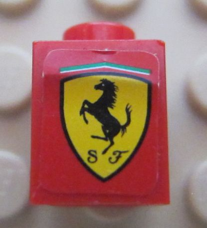 Lego Brick 1 x 1 with Ferrari Logo Pattern (Sticker) - Set 8652