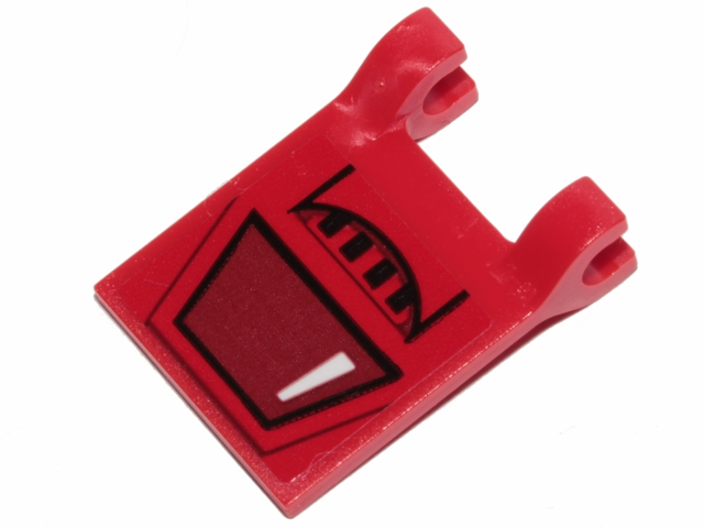 Lego Flag 2 x 2 Square with Flat Edge with SW Cloud Car Hull Plate and Vent Pattern (Sticker) - Set 75222 / Red