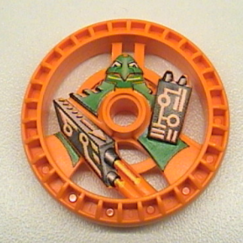 Lego Technic Disc 5 x 5 Notched, Laser with Robot Print / Orange