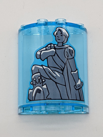 Lego Cylinder Half 2 x 4 x 4 with Prince Statue Pattern (Sticker) - Set 41145