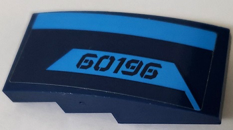 Lego Slope, Curved 4 x 2 with '60196' and Dark Azure Stripes Pattern Model Right Side (Sticker) - Set 60196