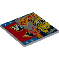 Lego Tile 6 x 6 with Bus Half and 'IT'S FRITTER' Print