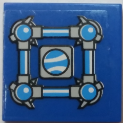 Lego Tile 2 x 2 with Squared Bars and Receptacles and Small Port Window Pattern (Sticker) - Set 70013 / Blue