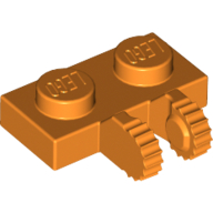 Lego Hinge Plate 1 x 2 Locking with 2 Fingers on Side, 9 Teeth / Orange