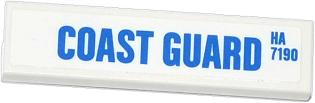 Lego Tile 1 x 4 with 'COAST GUARD' and 'HA 7190' Pattern (Sticker) - Set 60014