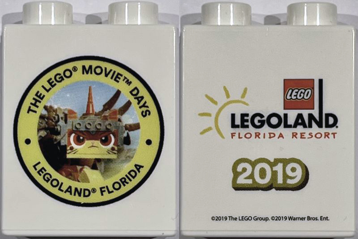 Lego Duplo, Brick 1 x 2 x 2 with The LEGO Movie Days LEGOLAND Florida Resort 2019, Unikitty Minifigure Pattern / White