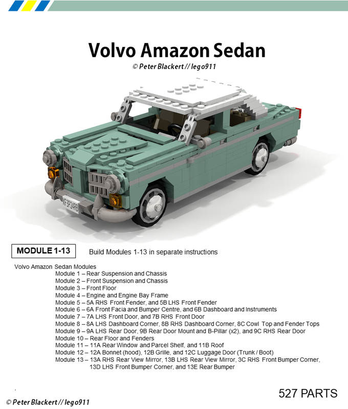 Lego Volvo 120 Amazon 4-Door Sedan v8 - 1:21 Miniland Intermediate