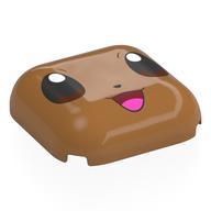 Lego Brick Round, Curved 4 x 4 with Eevee Face, Black/Reddish Brown Eyes, Open Mouth, Dark Pink Tongue Print