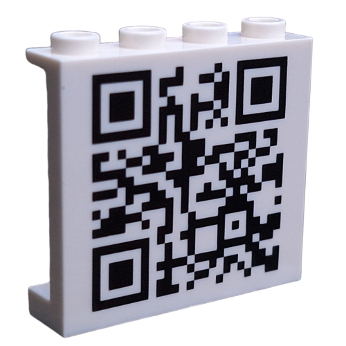 Lego Panel 1 x 4 x 3 with QR Code Print / White