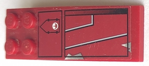Lego Slope, Curved 6 x 2 with Black and Silver Lines Pattern Model Right Side (Sticker) - Set 6207 / Dark Red