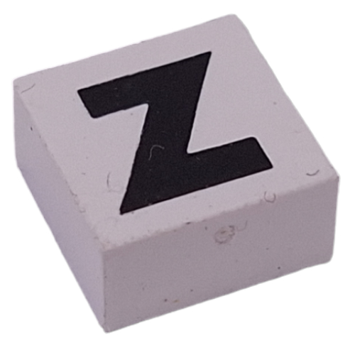 Lego Modulex Tile 2 x 2 with Black 'Z' Print, Internal Supports / Modulex White