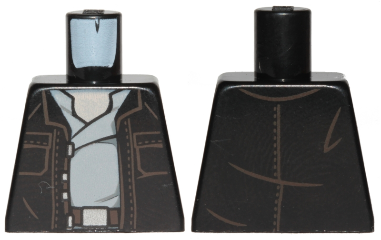 Lego Torso SW Open Jacket with Pockets and Light Bluish Gray Open Shirt Pattern (Poe Dameron) / Black