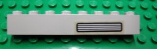 Lego Brick 1 x 8 with Light Gray / Black Grille Pattern on Right Side (Sticker) - Set 5571